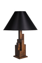 Opviq Lámpara de Mesa 8301-4M Negro y Nogal
